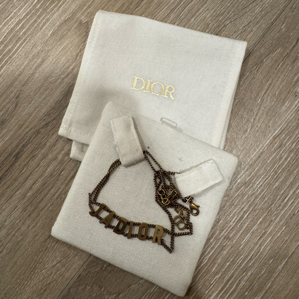 Dior Gold Letter Charm Necklace